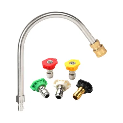 C Shape Pressure Washer Extension Wand 3600 PSI 1/4" Quick Connector Curved Rod For Gutter Eaves Roof Cleaning