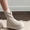 Plattform Dicken Boden Frauen Stiefeletten Herbst Winter frauen Schuhe Weibliche Runde Kappe Höhe Erhöhen Kurze Booties