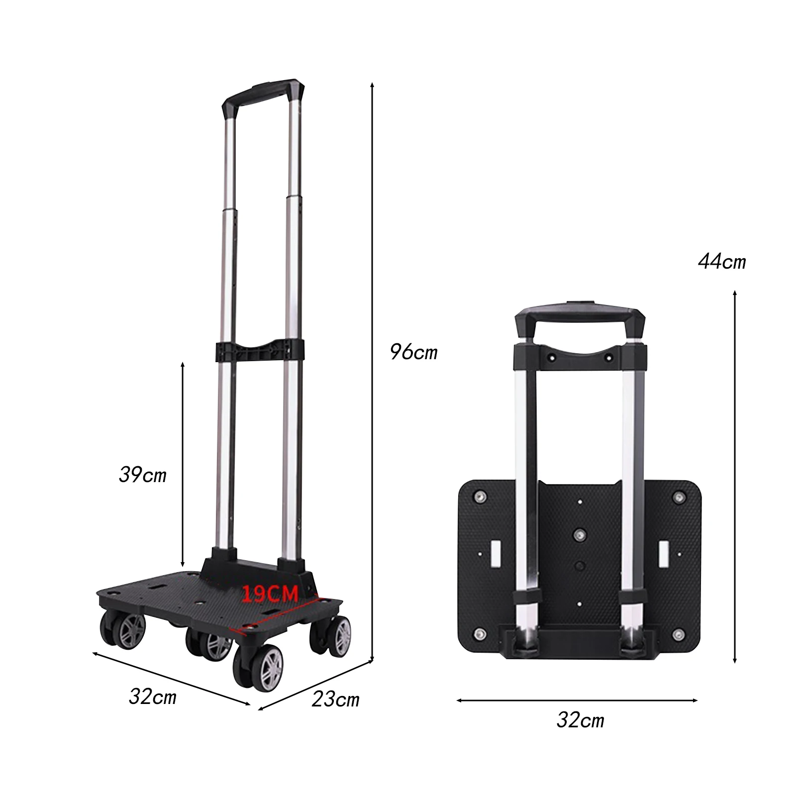 Chariot à bagages pour camion à main à 5 roues, sac d'école pliable, chariot à main pour randonnée voyage adolescents, sac d'école pliable léger à levier