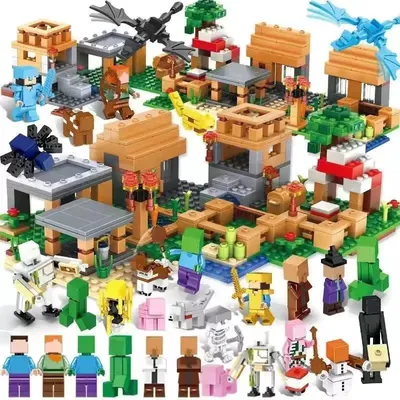 minecraftkis Baustein The Villages House Bricks Kinderbausätze Geschenkspielzeug Image