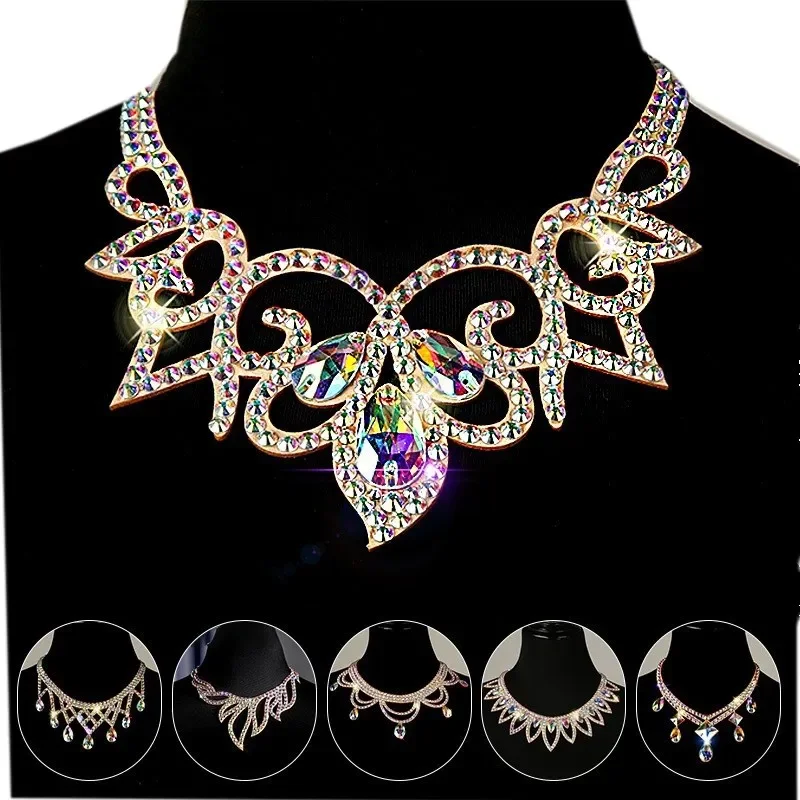 Handgefertigte Kristall-Strass-Halskette für Bauchtanz, Auftritte, Schmuck, Zigeunertanz-Accessoires, bunt Image
