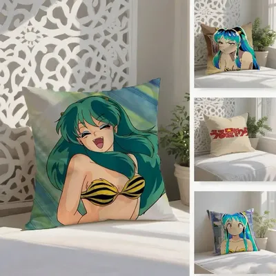 Anime Spiel U-UruseiES Y-YatsuraS Kissenbezug Anti-Dustmite Kissenbezug Unsichtbarer Reißverschluss Seidiger kurzer Plüsch-Sofa-Kissenbezug Image