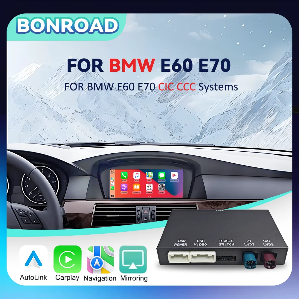 BONROAD Drahtloser CarPlay Android Auto Adapter für BMW E60 E61 E62 E63 E64 CCC CIC Bluetooth Mirror Link Interface Modul Image