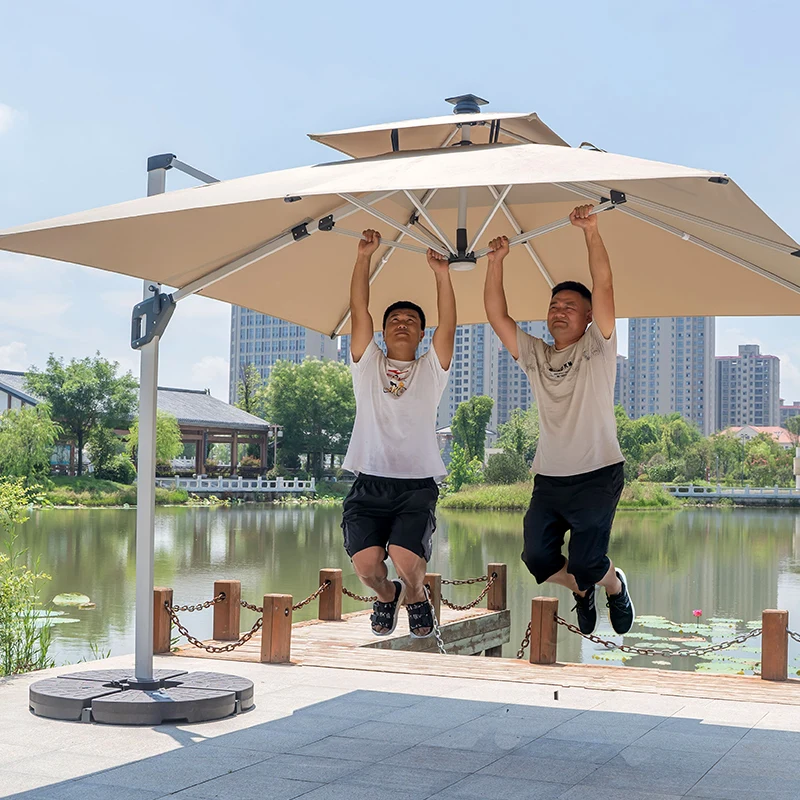 Sonnenschirm im Freien, Gartenschirm, Villa, Balkon, Markise, Außenständer, groß, römisch Image