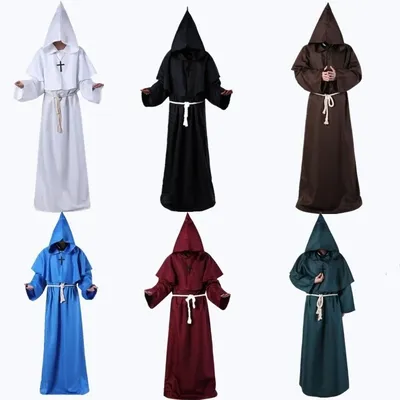 2025 Neues Halloween-Kostüm für Herren, mittelalterliches Monster, Roboter, Monster, Mönch, Mönch, Robe, Zauberer, Kostüm, Priester, Bühne, Rollenspiel, Cosplay-Kostüm Image