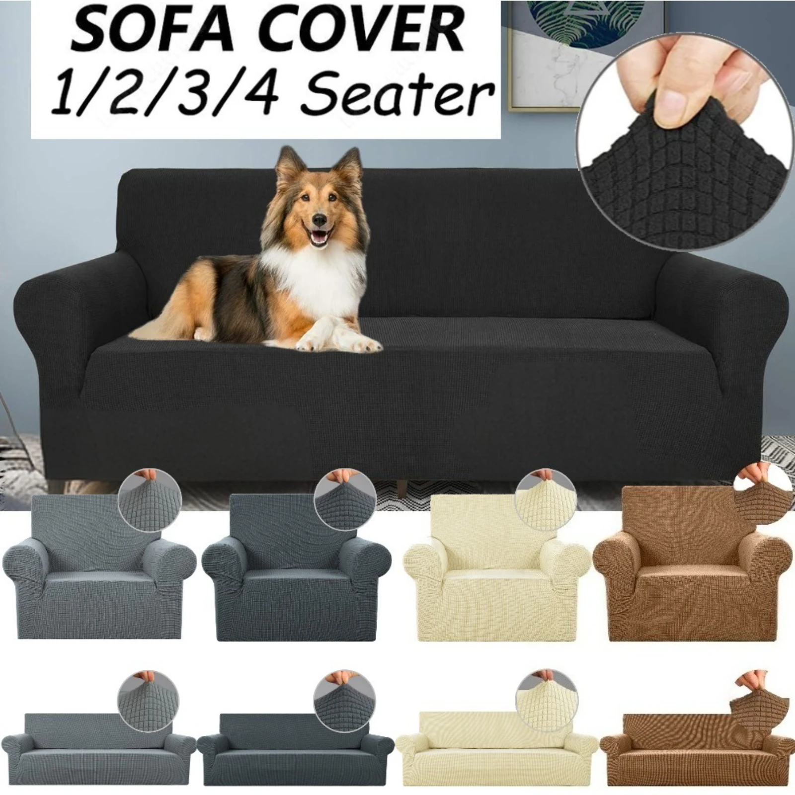 Verstellbarer elastischer Sofabezug, Sesselschutz, Ecke, L-Form, Stretch-Schonbezüge, Couchbezug, 1/2/3/4/5 Sitzer, für Wohnzimmer