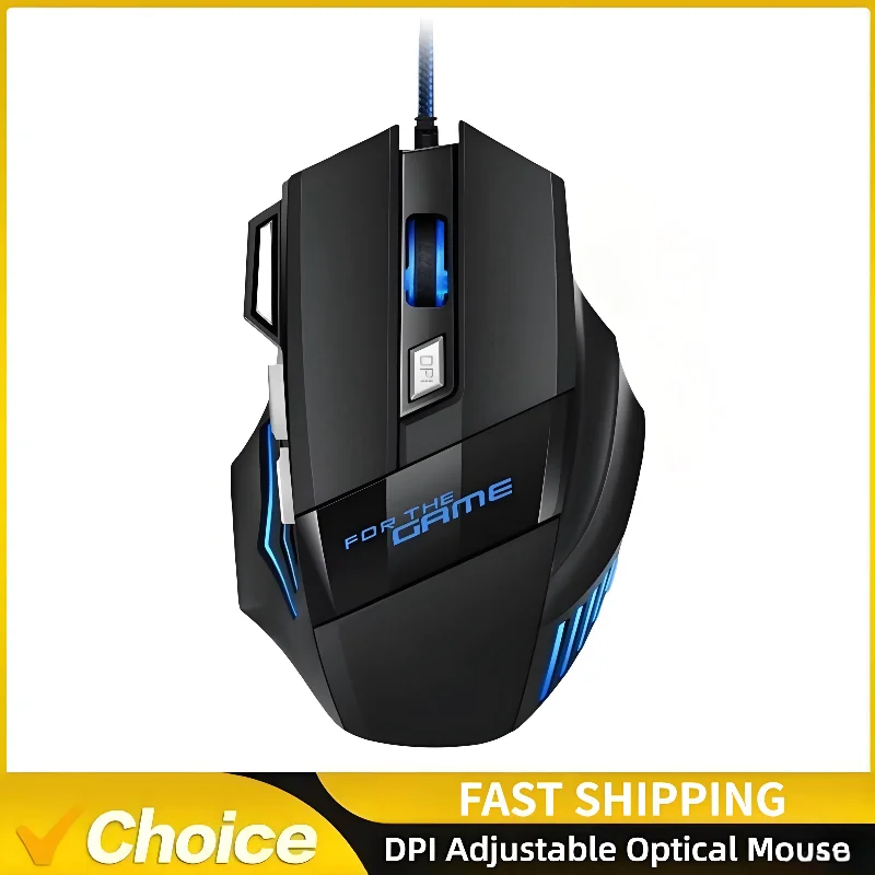 G6 USB-Gaming-Maus mit 7 Tasten, 5500 DPI, verstellbar, optisch, ergonomisch, E-Sport-Mäuse für Laptop, PC, Xiaomi, Huawei, Samsung Pad Image