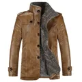 Männer Plus Samt PU Leder Jacke Männlich Verdicken Fleece Motorrad Mantel Casual Faux Leder Jacke Winddicht Warme Winter Mantel