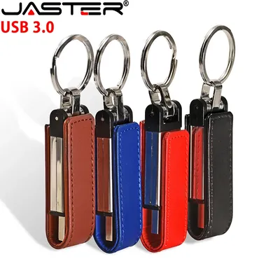 JASTER USB 3.0-Flash-Laufwerk 128 GB Hübscher USB3.0 64 GB Blue Stick 32 GB Leder-Stick 16 GB Schwarz U-Disk 8 GB Braun Pendrive 4 GB Image