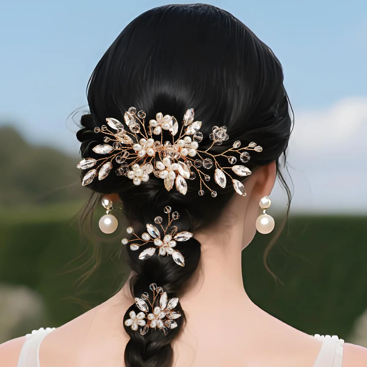 3 teil/satz Neue Luxuriöse Perle Blume Haar Kamm Haarnadel Für Frauen Trendy Party Leistung Kopfbedeckungen und Haar Zubehör Als Geschenke Image