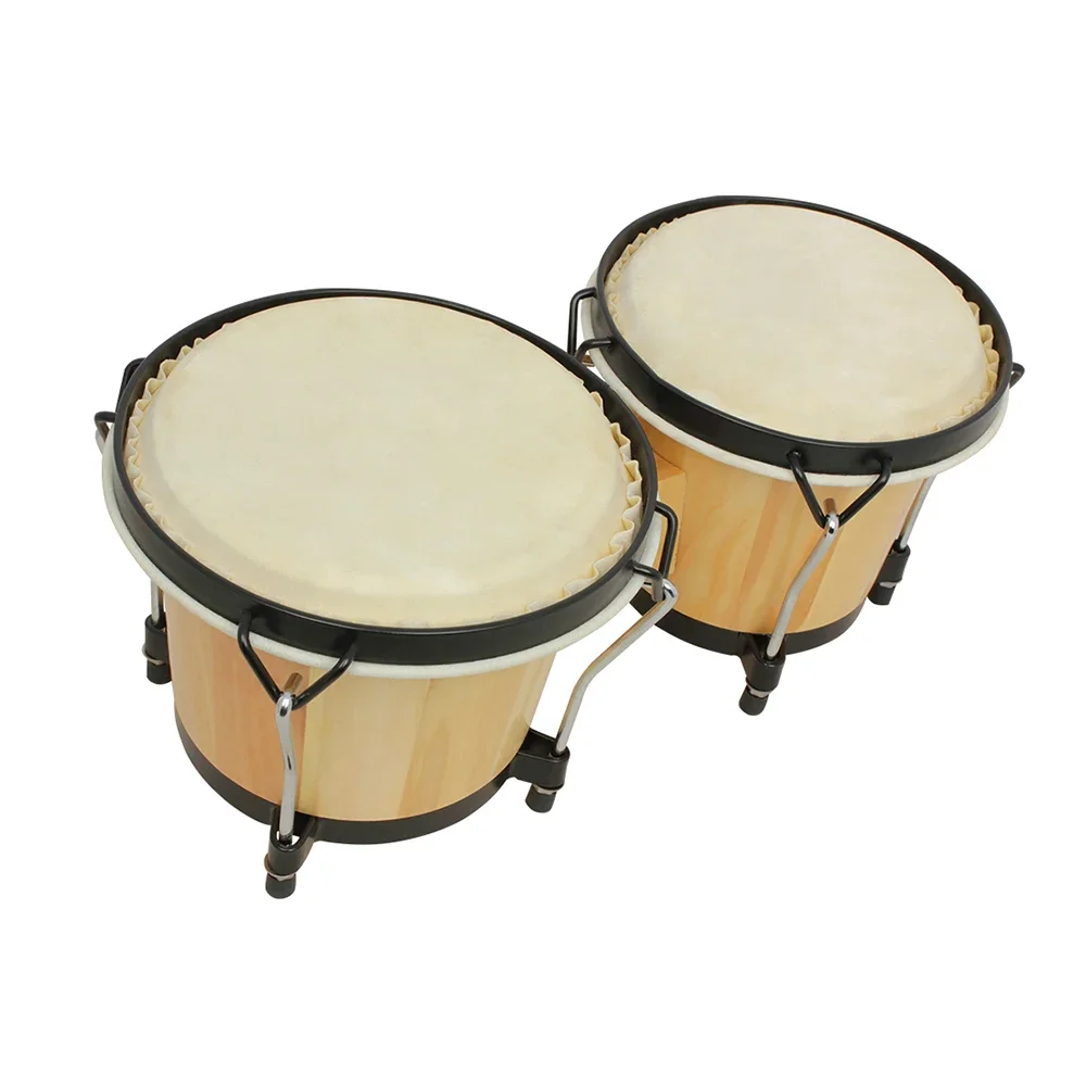 Slade Bongo Drum Massivholz Doppelt rommel afrikanischen Jazz-Stil Tamburin Musik Ziegenleder kubanische Trommel tragbares Schlag instrument Image