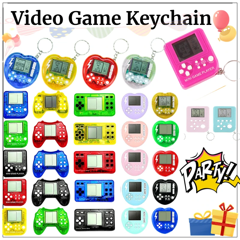6-48PCS Video Game Party Favors For Kids Mini Game Keychain Birthday Party Gifs Mini Arcade Game Classroom Prizes Tetris Game