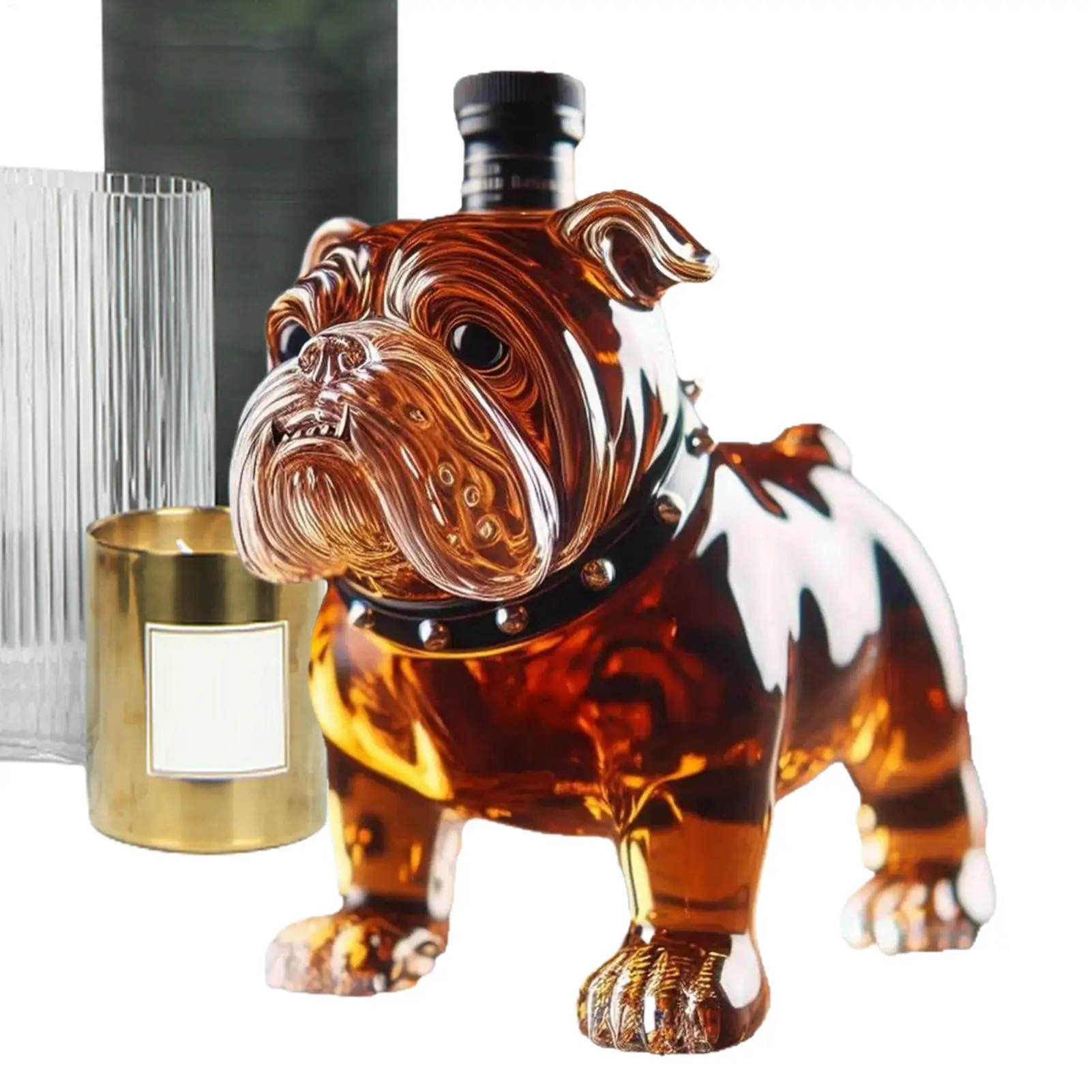 Französische Bulldogge, Whiskyflasche, Dekanter, Whisky für Zuhause, Sammlerstück, Alkoholaufbewahrungsflasche für Zuhause, Vitrine, Schnaps Image