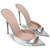Sexy Damen-Hausschuhe, 2025, Sommer-Maultiere, Schuhe, Slides, weibliche Spitze, High Heels, Gold, Silber, Sandalen, große Größe, Party-Schuhe, Marke