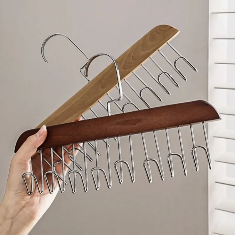 Kleiderständer aus massivem Holz mit 8 Haken, Kleiderschrank-Gürtel-Organizer, BH-Organizer – rutschfester Kleiderschrank, platzsparendes Massivholzregal