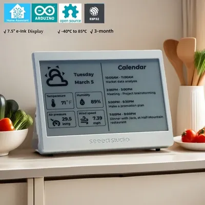 XIAO 7.5" ePaper Panel, epaper screen e-Ink display ESP32 Home Assistant 800×480,3.7V 2000mAh rechargeable Li-ion battery