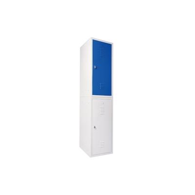 2 Schließfachschränke Stahlblech, HxBxT 900x415x490 mm, grau/grau + grau/blau Image