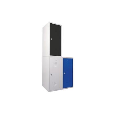 3 Schließfachschränke, HxBxT 900x415x490 mm, Korpus grau Tür grau/blau/schwarz Image