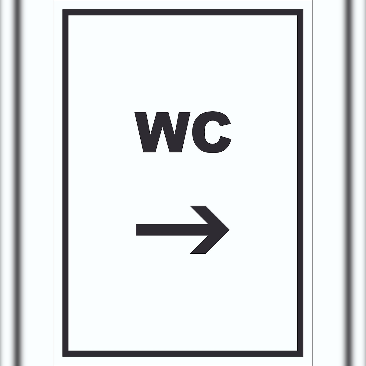 HB-Druck WC Schild mit Text und Richtungspfeil rechts Toilette Klo hochkant A6 Rückseite selbstklebend Image