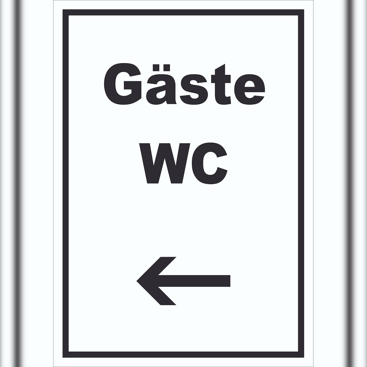 HB-Druck Gäste WC Schild mit Text und Richtungspfeil links Toilette hochkant A3 Rückseite selbstklebend Image