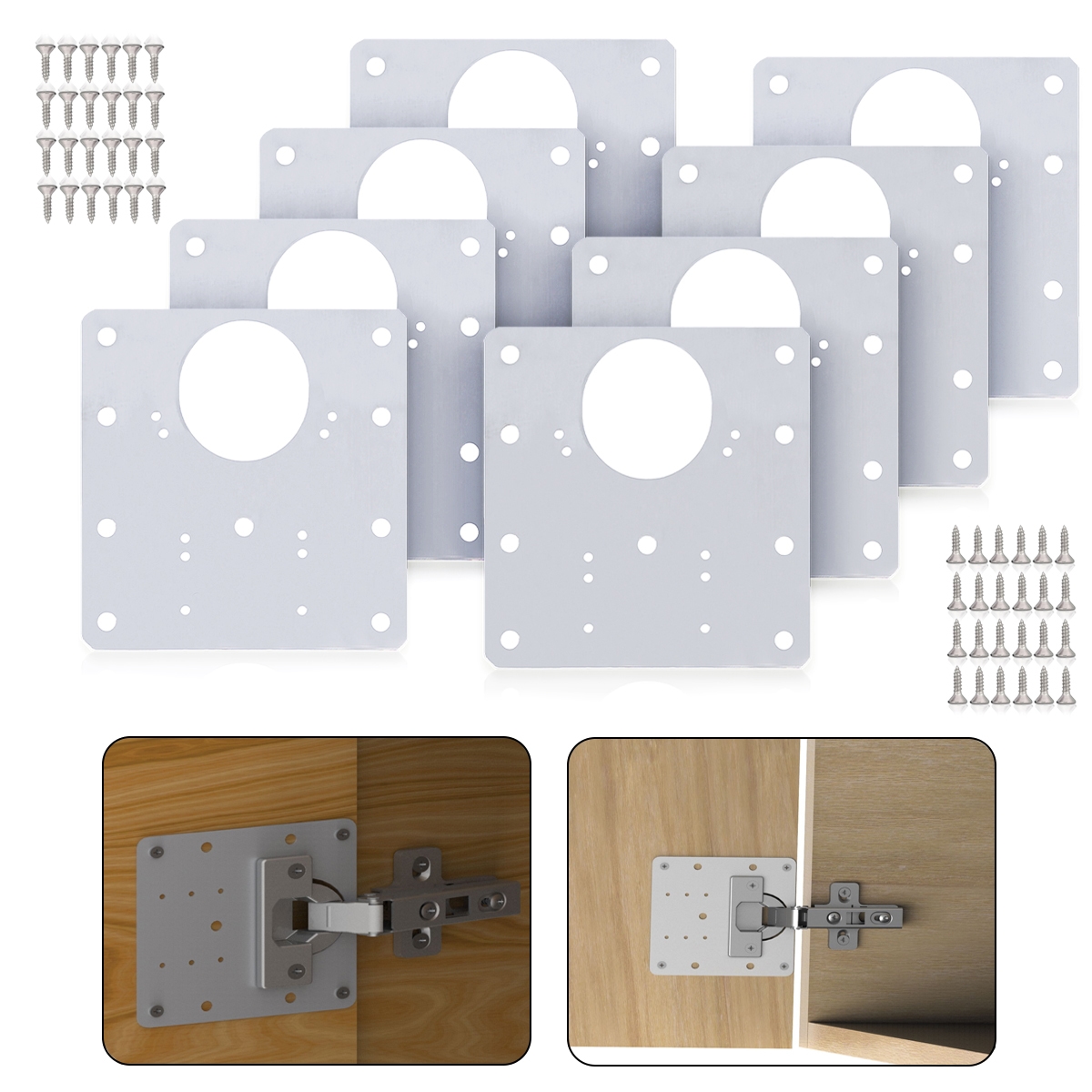 MS Beschläge 8er Set Edelstahl Scharnierbefestigungsplatte Reparaturblech Reparaturplatte Image