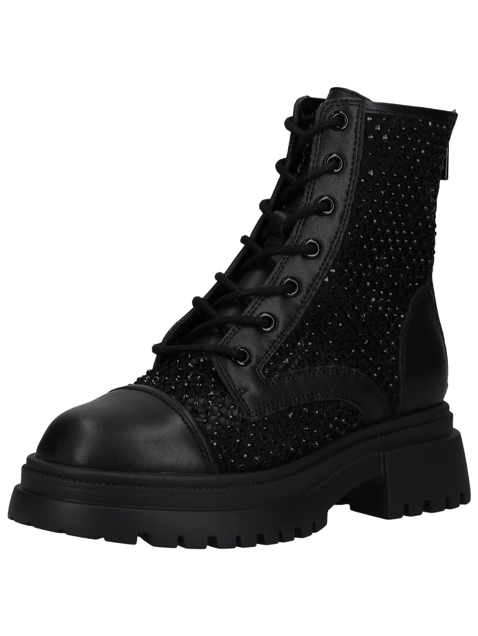 Schnürstiefelette STEVE MADDEN "STEVE MADDEN Stiefelette Leder/Synthetik", Damen, Gr. 37, schwarz (schwarz kombi), Leder, Synthetik, Schuhe Schnürstiefelette