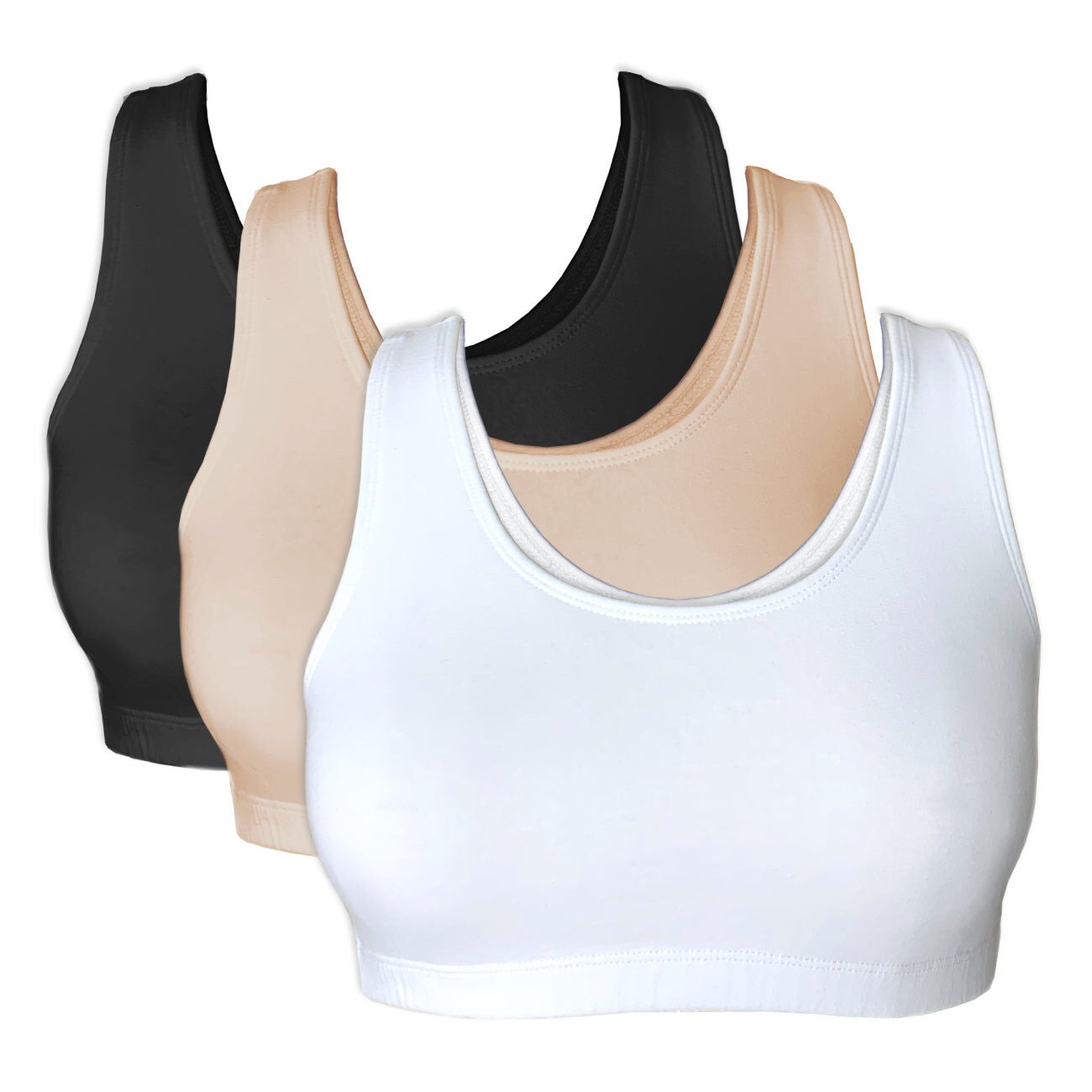 Plus Size Women's Bestform Tank Style Sports Bra 3-Pack - 5009012PP by Bestform in White Nude Black (Size 48)