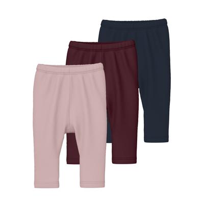 Leggings NAME IT "NBFVUVIVIAN 3P LEGGING", Baby, Gr. 62, N-Gr, burnished lila pack:fig, navy blazer, Jersey, Obermaterial: 95% Baumwolle, 5% Elasthan, unifarben, casual, regular fit normal, Hosen Image