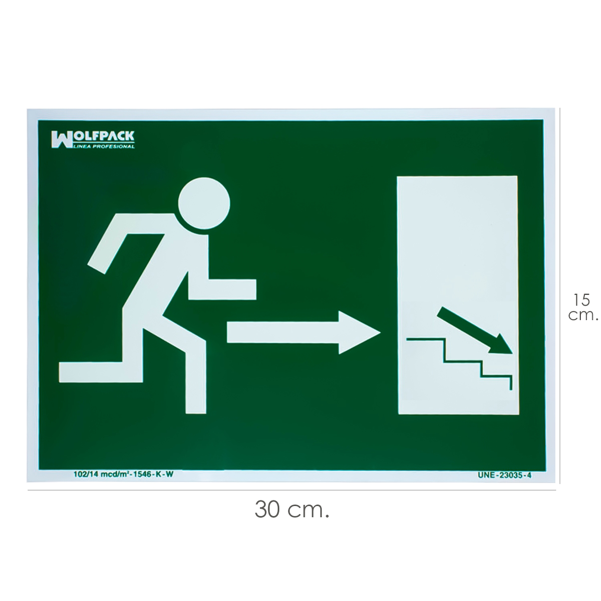 Fluoreszierendes Schild / Fluoreszierendes Schild / Fluoreszierendes Schild Ausgang Treppe rechts unten 21x30 cm. Image