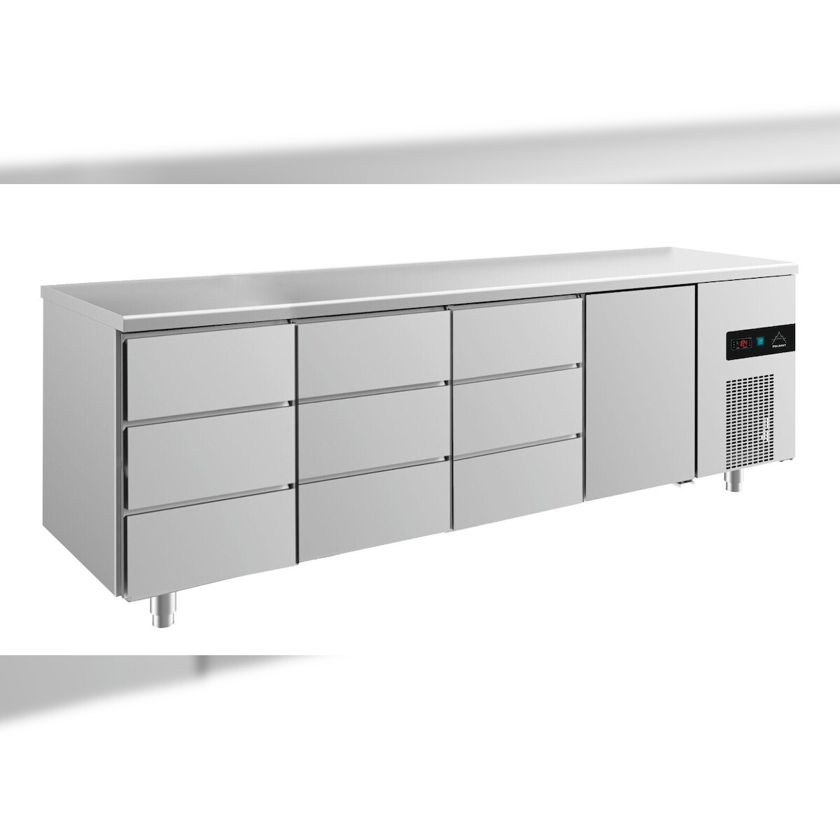 A&S polarny Gastro Kühltisch 1 Tür 9 Schubladen 632l Umluftkühlung 2330x700x850mm -2/+8°C Image