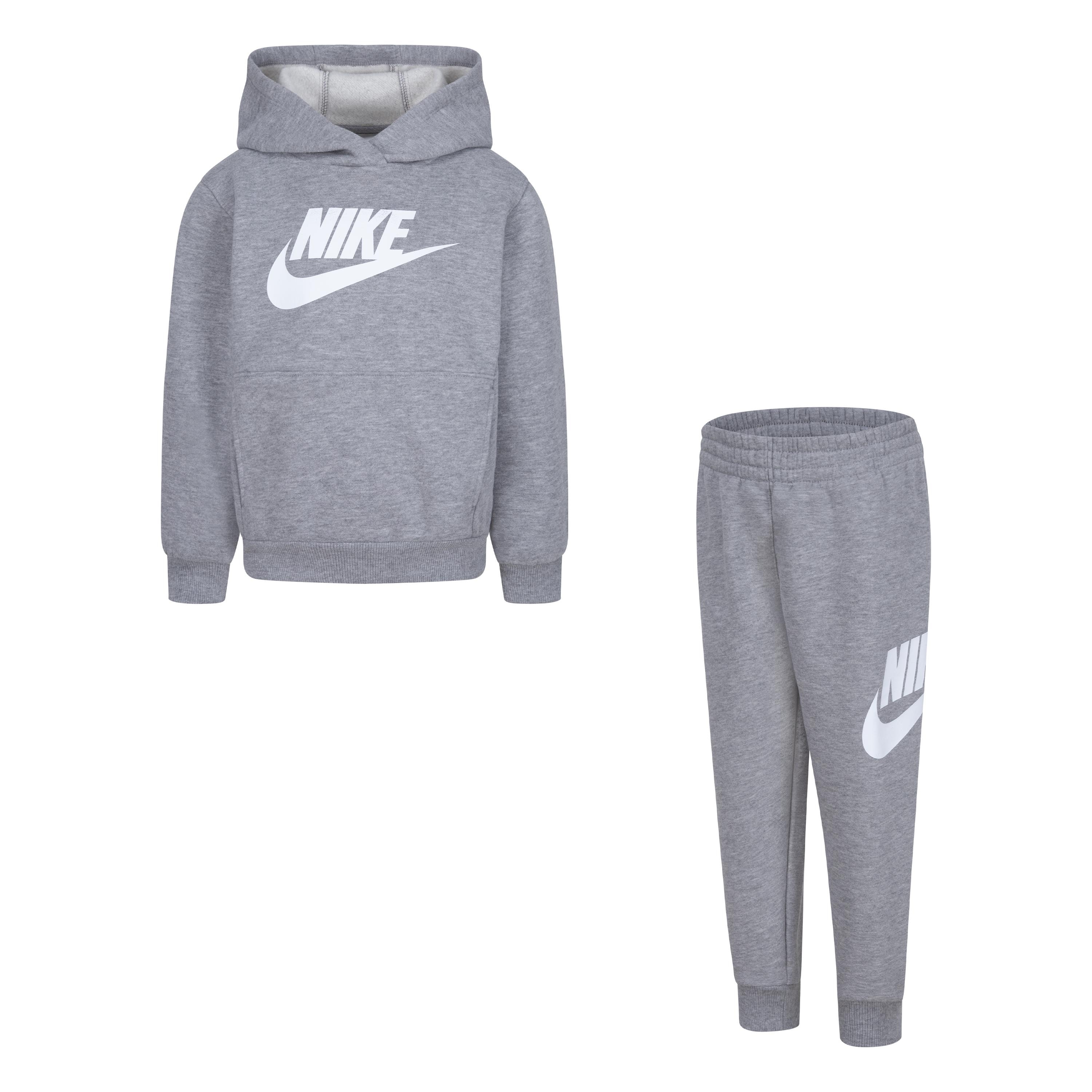 Jogginganzug NIKE SPORTSWEAR "NKN CLUB FLEECE SET", Kinder, Gr. 5 (110), grau, Sweatware, Obermaterial: 60% Baumwolle, 40% Polyester, meliert, Sportlich, Sportanzüge, für Kinder Image