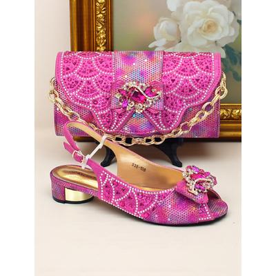 Women's Gold Rhinestone Slingback Heels and Matching Clutch Set, Sparkly Embellished Party Outfit for Cocktail Events