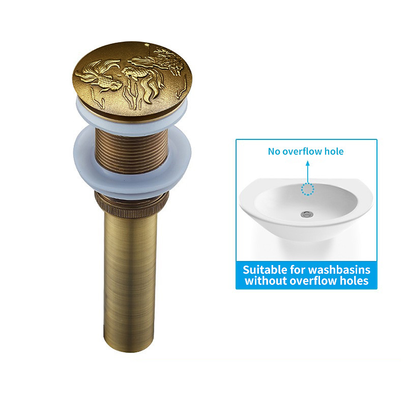 Brass Pop Up Sink Drain Stopper with Overflow Bathroom Faucet Vessel Vanity Sink Drainer