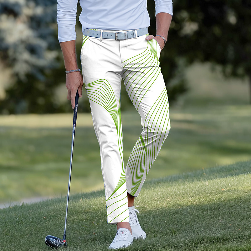 Men's Gradient Striped Waves Dress Pants Golf Pants Trousers Mid Waist Casual Sports Outdoor Slim Fit Pants with Pockets Spring Fall 3D Print Blue Purple Orange