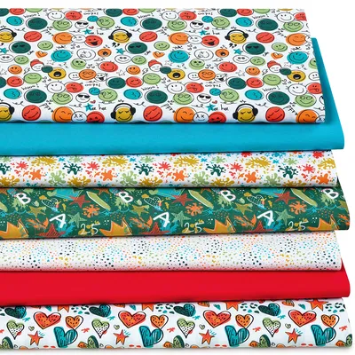 Patchwork- und Quiltpaket Digitaldruck „Happy time“, weiß-color Image