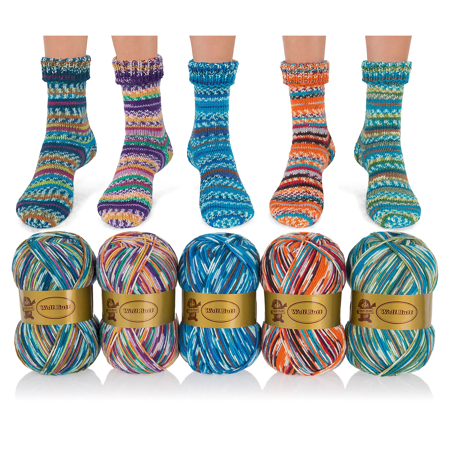 Woll Butt Laine à chaussettes 8 fils colorée