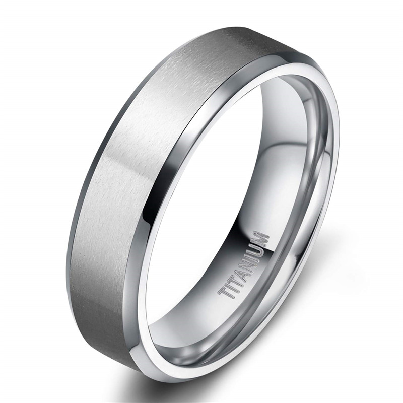 Tigrade Men's Titanium Ring: Silver 4 6 8 10mm, Brushed Finish Wedding Band | Male Engagement Jewelry, Couple Rings An 6mm 7