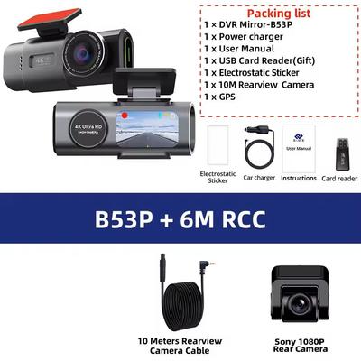 Mini 4K UHD GPS WiFi Dual Lens Dash Cam With Night Vision And Parking Mode b53p 6m Rcc 64g