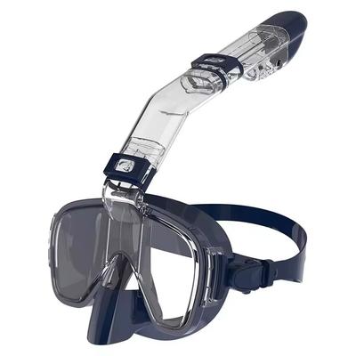 Underwater Snorkeling Mask Set With Anti Fog Design And Safe Breathing System l xl navy Blue