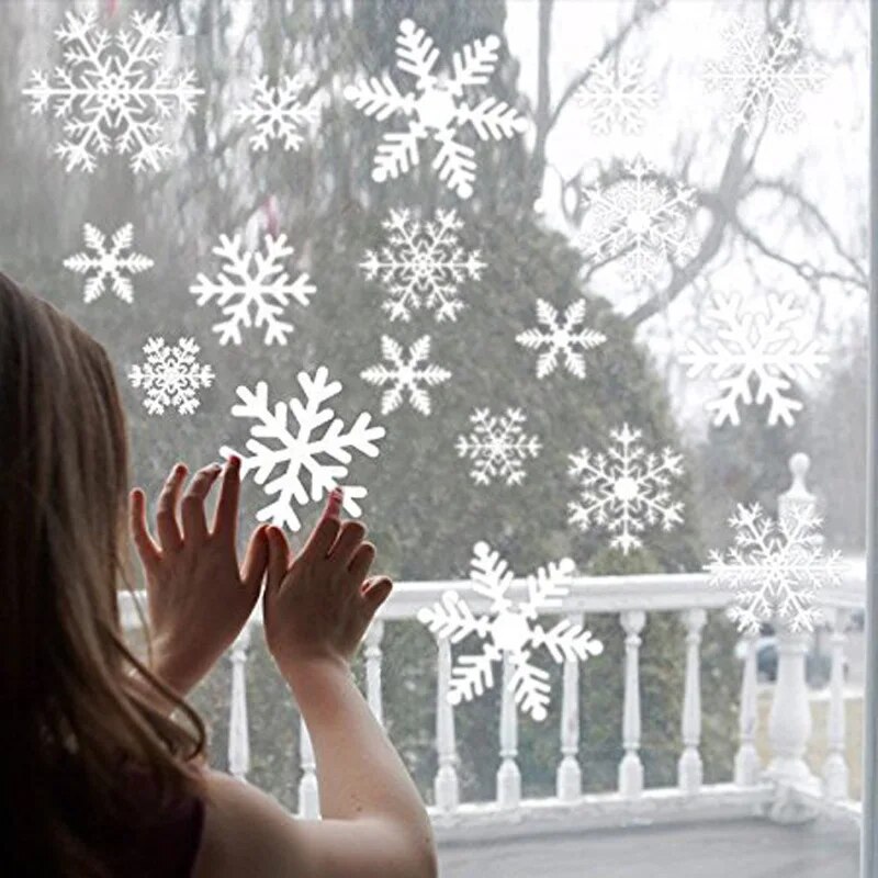 Festive Christmas Snowflake Window Stickers & Wall Decals For Home Decor Holiday Decoration Supplies B