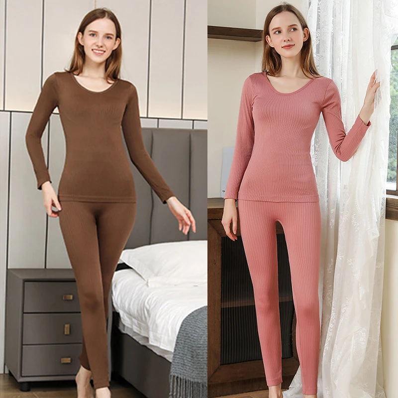 Warm Thermal Underwear Sexy Ladies Intimates Long Johns Women Shaped Sets Female Middle Collar Thermal Shaping Clothes Warm Thermal Underwear Sexy Ladies Intimates Long Johns Women Shaped Sets Female Middle Collar Thermal Shaping Clothes 1 Set Pink...