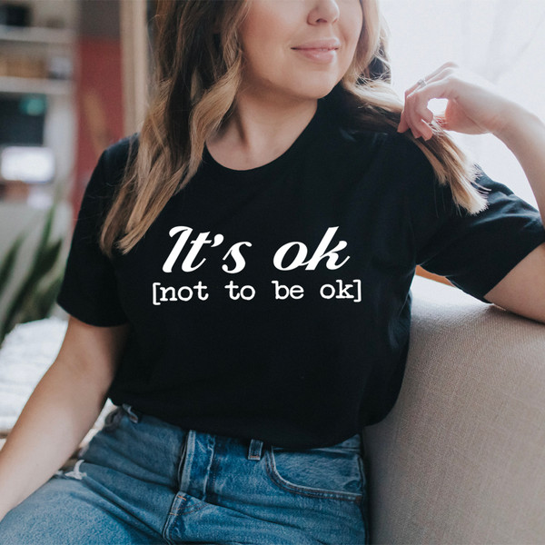 It's Ok Tee Black Heather L