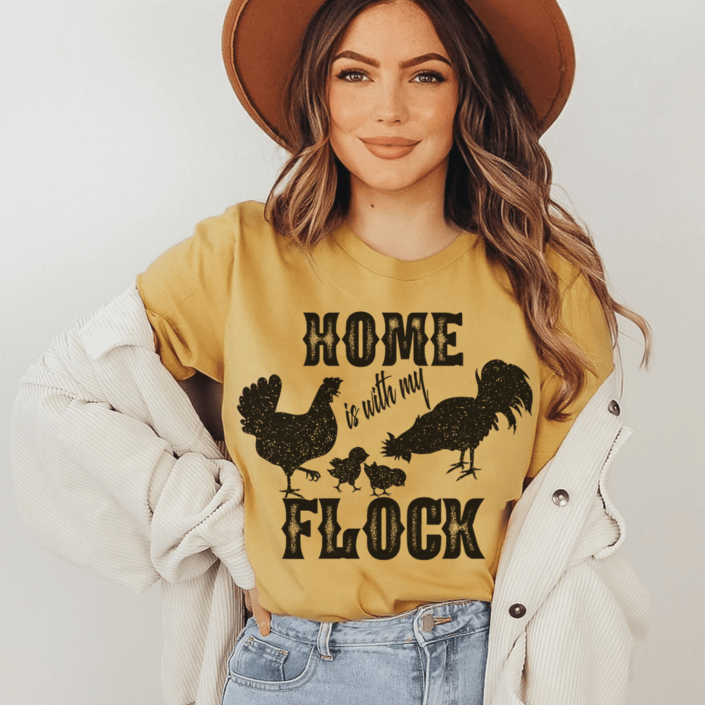 Home Is With My Flock Tee 3XL Heather Prism Peach