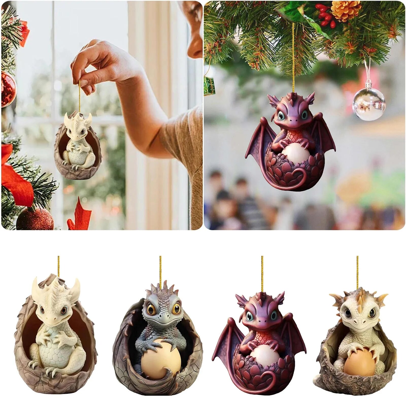 Realistic Dragon Ornaments & Keychains Christmas Tree Decor & Window D One Size