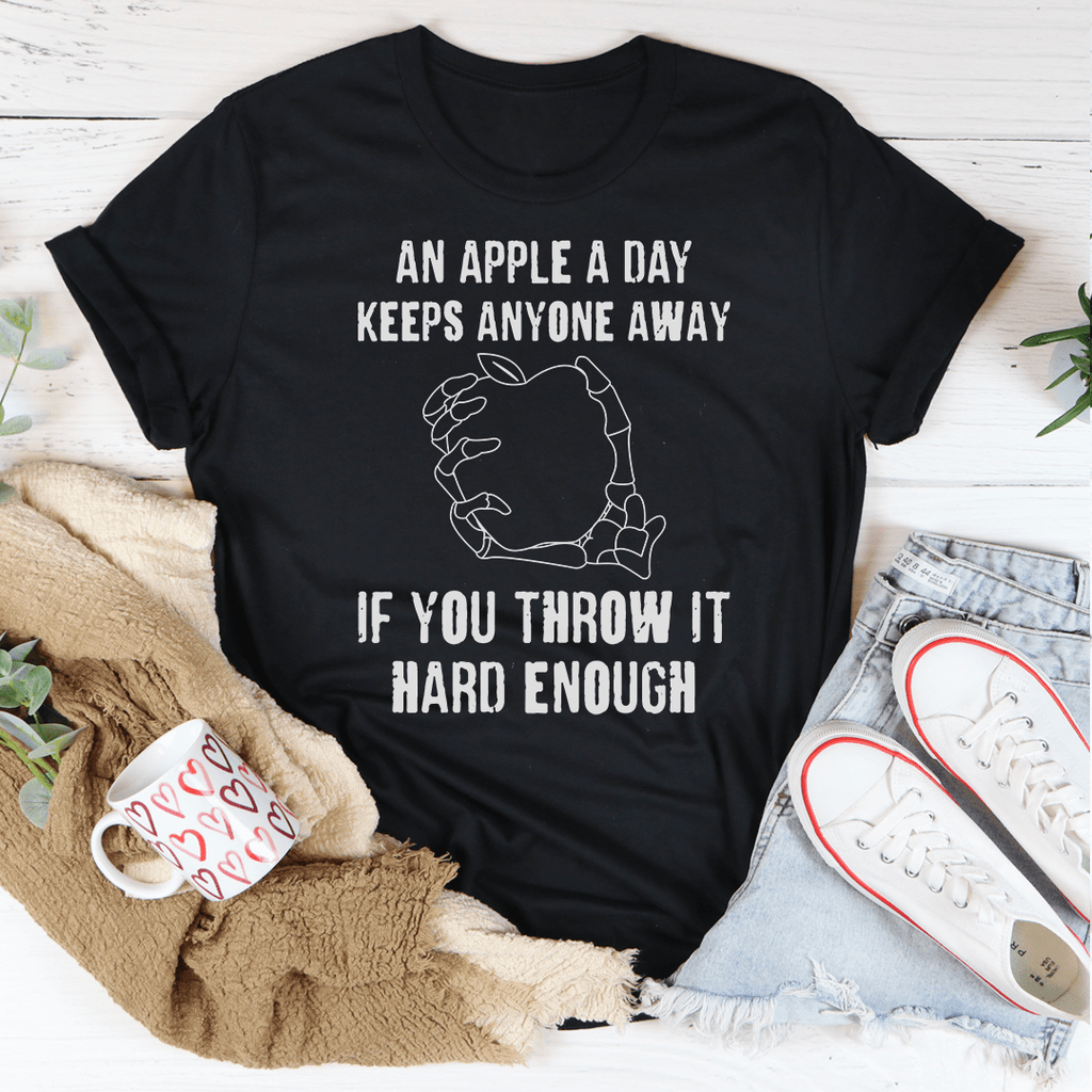 An Apple A Day Keeps Anyone Away If You Throw It Hard Enough Tee Athletic Heather M