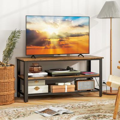 Industrial TV Stand For Up To 50 Inches, Media Console With Power Outlets & USB Ports | Charging Station Industrial TV Stand For Up To 50 Inches, Media Console With Power Outlets & USB Ports | Charging Station