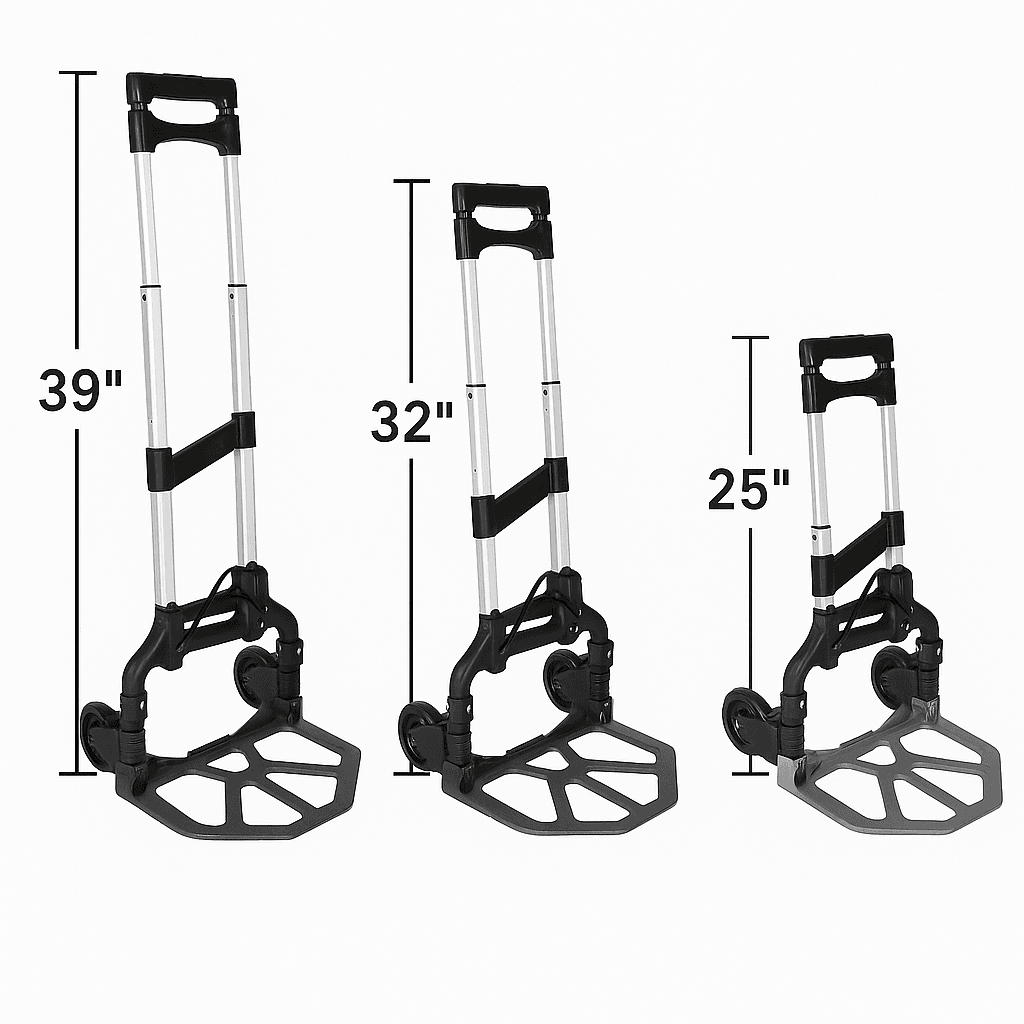 Folding Aluminum Hand Truck 176 Lb Capacity Luggage Trolley With Bungee Cord Folding Aluminum Hand Truck 176 Lb Capacity Luggage Trolley With Bungee Cord