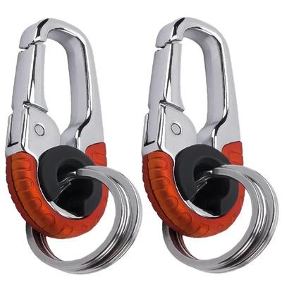 Premium Stainless Steel Keychain Buckle For Men Heavy Duty Carabiner Hook, Outdoor Climbing Key Ring Keyfob Accessory orange 2 Pcs