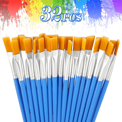 32Pcs Artist Paint Brushes Kit For Acrylic, Oil & Watercolor Flat Nylon Brush Set For Craft, Model, Face Body Painting 32Pcs Artist Paint Brushes Kit For Acrylic, Oil & Watercolor Flat Nylon Brush Set For Craft, Model, Face Body Painting