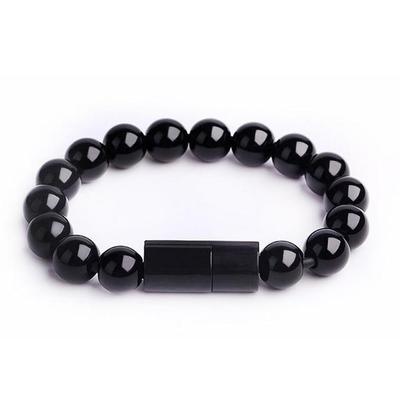 Beaded Charging Bracelet Black Android